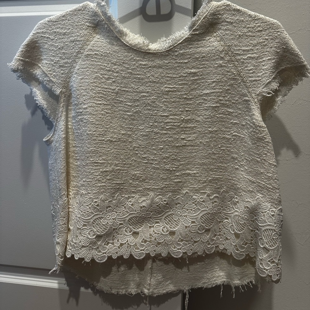 Zara Cream Textured Top